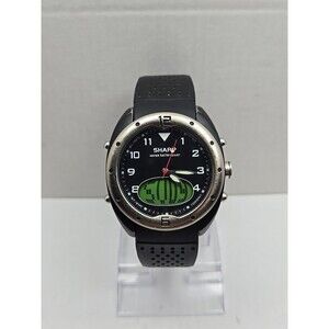 Sharp Analog Digital Quartz Sport Watch 5 ATM Black Rubber Band New Battery Mens
